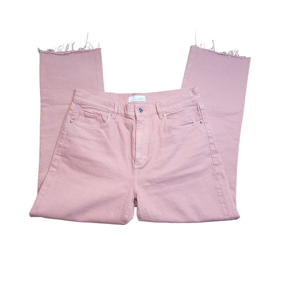 Made and Loved LOFT High Waist Straight Crop Jean Pink Salmon Size 28/6 - Picture 1 of 7